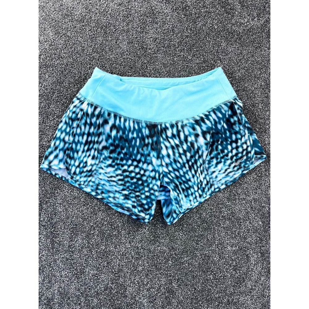 Nike Dri-Fit Shorts Women Extra Small Running Lined Tie Knit Waist Printed Green